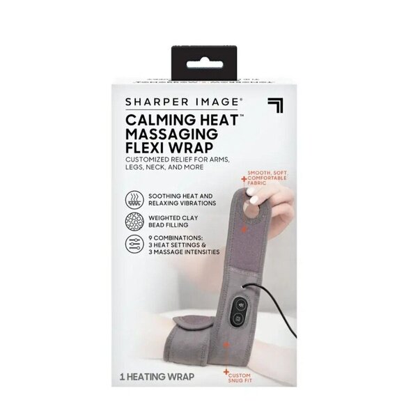 SHARPER IMAGE Calming Heat Massaging Flexi Wrap for Arms Legs Neck Grey Weighted - Picture 1 of 11